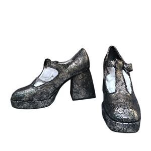 Metallic MaryJane Platform Heel Sam Edelman Circus Kay Size 9.5 Brown Floral EUC